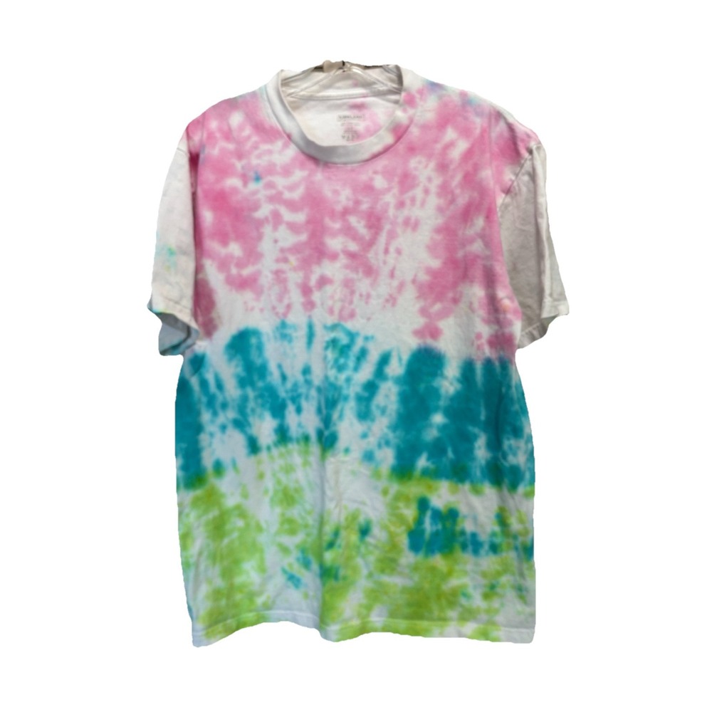 Kirkland‎ Tie Dye White/Pink Short Sleeve T-shirt Size Large Cotton Crew Neck